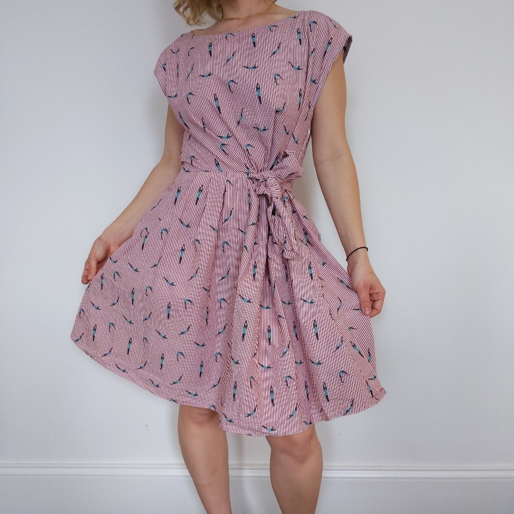 Pink striped dress with swimmers!